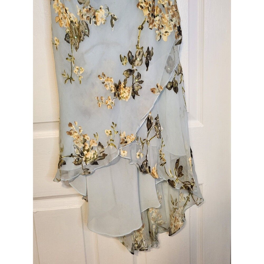 Alex Evenings Y2K Dress Fairy Floral Vintage Beaded Asymmetric Size 8 Silk Blue - Picture 5 of 16